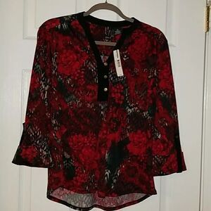 New Directions print blouse Sz PL NWT